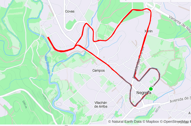 mapa do recorrido homologado de dez quilómetros, dúas voltas