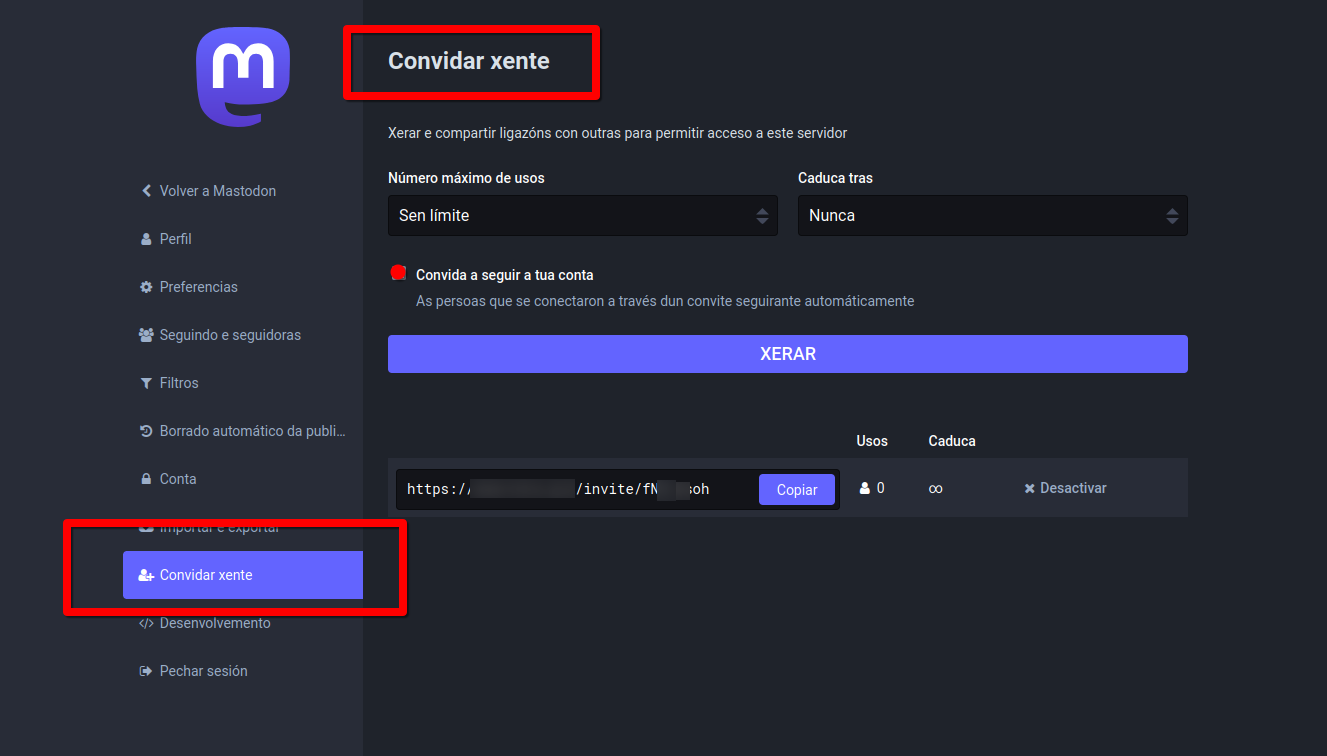 crear convites en mastodon