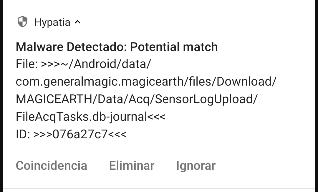 captura de pantalla da notificación e localización do ficheiro