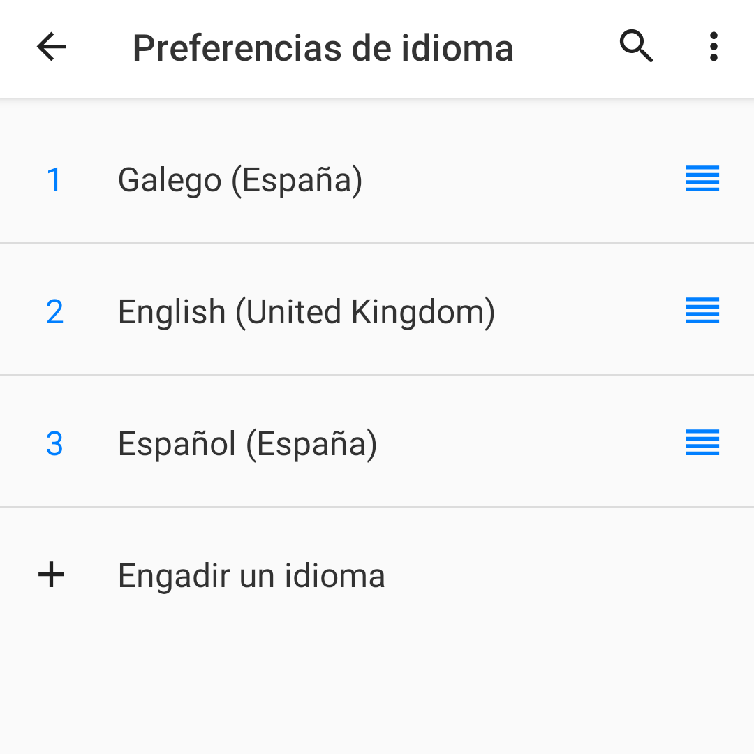 prefered language settings screenshot