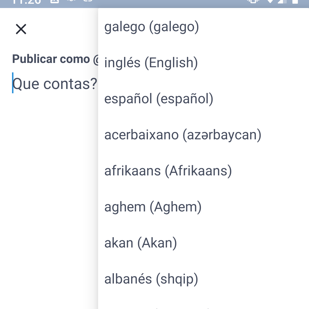 tusky's screenshot with post's language selector